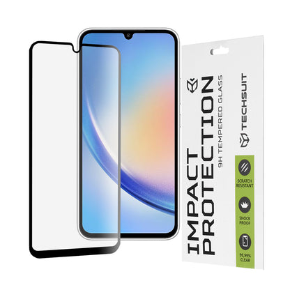 Techsuit Displayschutzfolie für Samsung Galaxy A34 A346, gehärtetes Glas, Full Glue, 111D, Schwarz