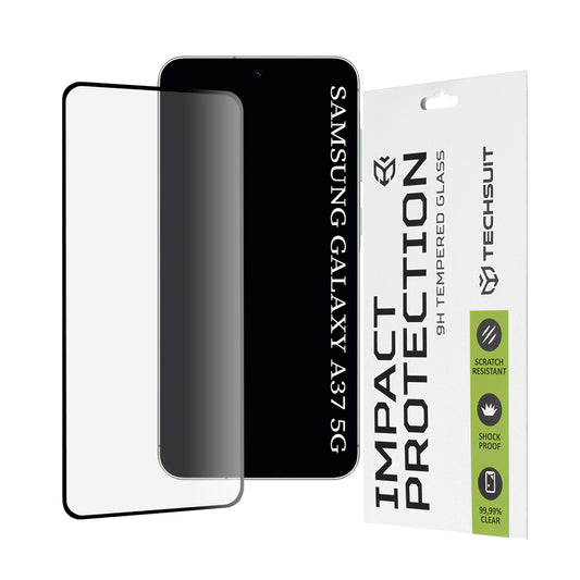 Displayschutzfolie Techsuit für Samsung Galaxy A37 5G, gehärtetes Glas, Full Glue, 111D, Schwarz