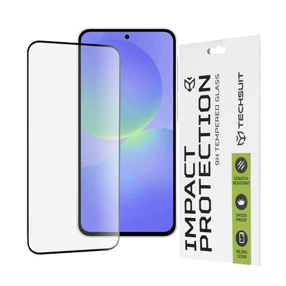 Techsuit Displayschutzfolie für Samsung Galaxy A56 A566 / A36 A366, gehärtetes Glas, Full Glue, 111D, Schwarz