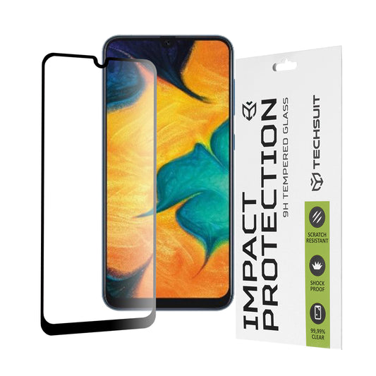 Techsuit Displayschutzfolie für Samsung Galaxy M31 M315 / M21 M215 / A50s A507 / A30s A307, gehärtetes Glas, Full Glue, 111D, Schwarz