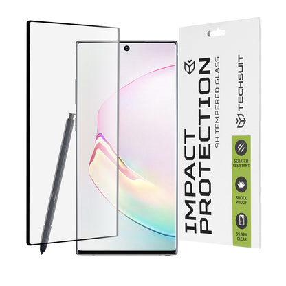Techsuit Displayschutzfolie für Samsung Galaxy Note 10 5G N971 / Note10 N970, gehärtetes Glas, Full Glue, 111D, Schwarz