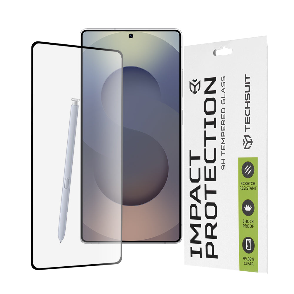 Techsuit Displayschutzfolie für Samsung Galaxy S25 Ultra S938, gehärtetes Glas, Full Glue, 111D, Schwarz
