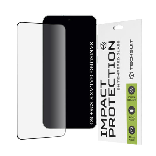 Displayschutzfolie Techsuit für Samsung Galaxy S26 Plus, gehärtetes Glas, Full Glue, 111D, Schwarz