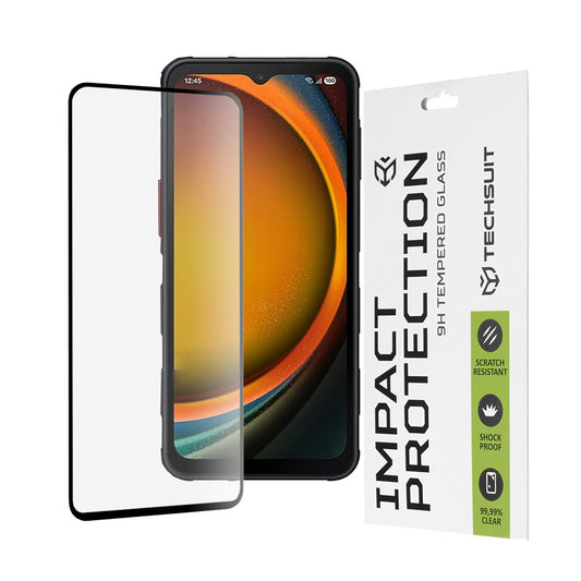 Techsuit Displayschutzfolie für Samsung Galaxy XCover7 Pro, gehärtetes Glas, Full Glue, 111D, Schwarz