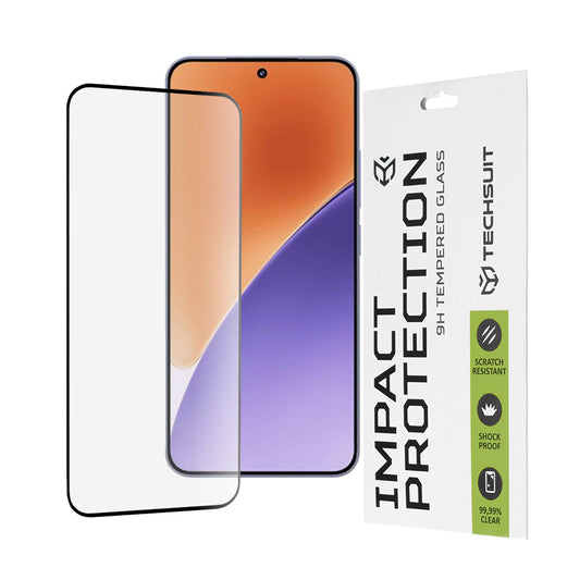 Techsuit Displayschutzfolie für Xiaomi 15, gehärtetes Glas, Full Glue, 111D, Schwarz