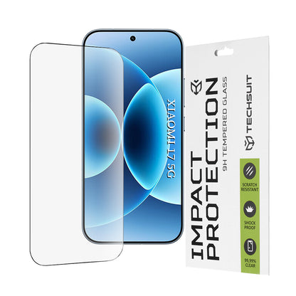 Displayschutzfolie Techsuit für Xiaomi 17, Gehärtetes Glas, Vollkleber, 111D, Schwarz