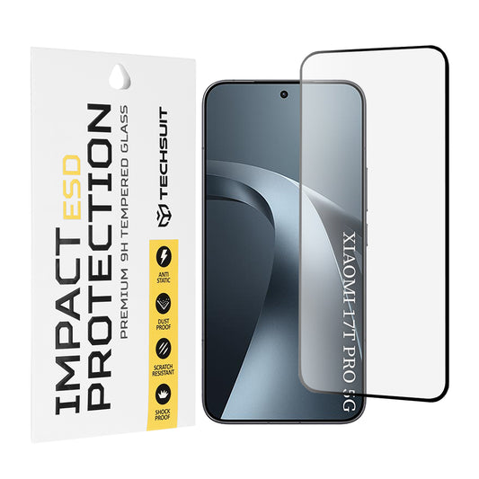 Techsuit Displayschutzfolie für Xiaomi 17T Pro, gehärtetes Glas, Full Glue, schwarz