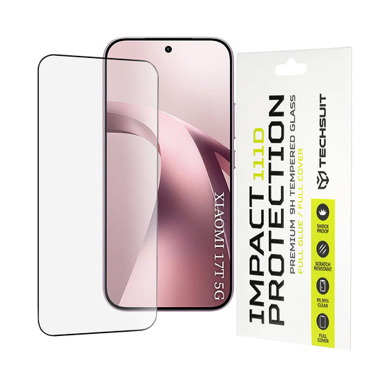 Techsuit Displayschutzfolie für Xiaomi 17T, gehärtetes Glas, Full Glue, 111D, Schwarz