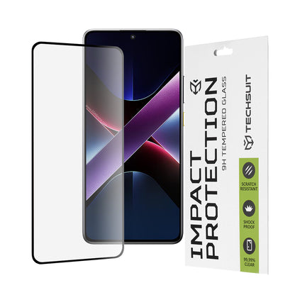 Techsuit Displayschutzfolie für Xiaomi Poco X7 Pro, gehärtetes Glas, Full Glue, 111D, Schwarz