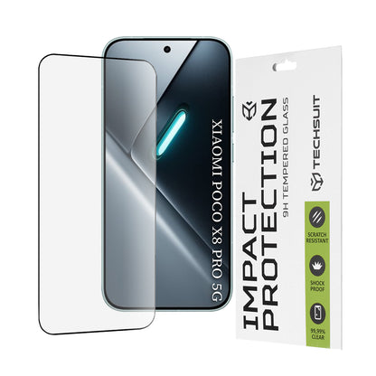 Schutzfolie Techsuit für Xiaomi Poco X8 Pro, Gehärtetes Glas, Vollkleber, 111D, Schwarz