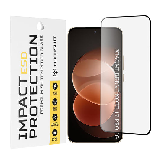 Techsuit Displayschutzfolie für Xiaomi Poco X8 / Redmi Note 17 Pro / Note 17 Pro Max, gehärtetes Glas, Full Glue, Schwarz