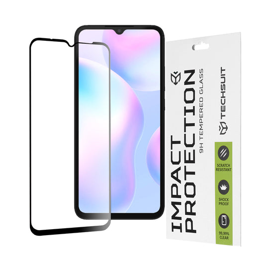 Techsuit Displayschutzfolie für Xiaomi Redmi A2+ / A2 / A1+ / A1 / 10A, gehärtetes Glas, Full Glue, 111D, Schwarz