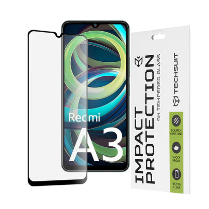 Techsuit Screen Protector Film for Xiaomi Redmi A3x / A3, Tempered Glass, Full Glue, 111D, Black