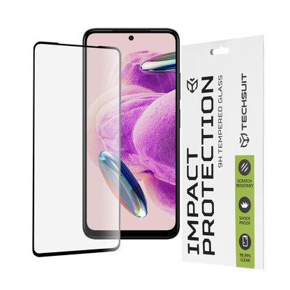 Techsuit Displayschutzfolie für Xiaomi Redmi Note 12S, gehärtetes Glas, Full Glue, 111D, Schwarz