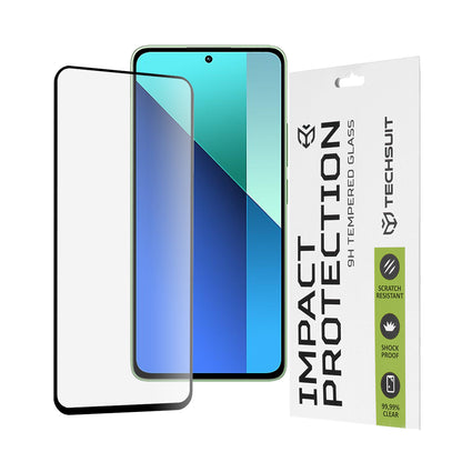 Techsuit Displayschutzfolie für Xiaomi Redmi Note 13 4G, gehärtetes Glas, Full Glue, 111D, Schwarz