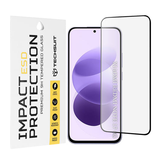 Techsuit Displayschutzfolie für Xiaomi Redmi Note 17 4G / Note 17 5G, gehärtetes Glas, Full Glue, Schwarz