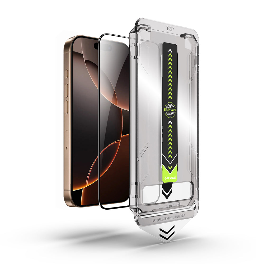 Techsuit TitanGlass Displayschutzfolie für Apple iPhone 15 Pro, Sicherheitsglas, Vollkleber, Schwarz
