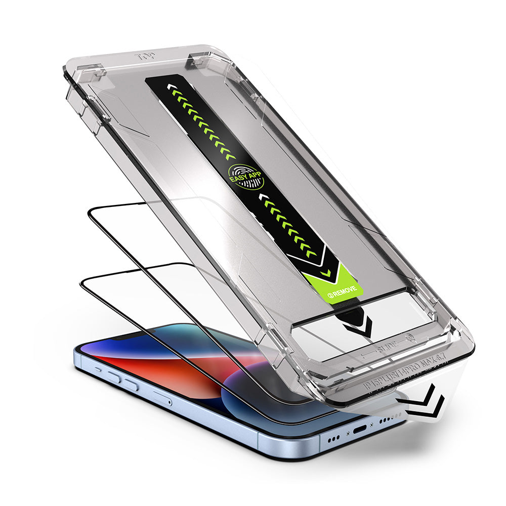 Techsuit TitanGlass Displayschutzfolie für Apple iPhone 16 / 15, Sicherheitsglas, Vollkleber, 2er-Set, Schwarz