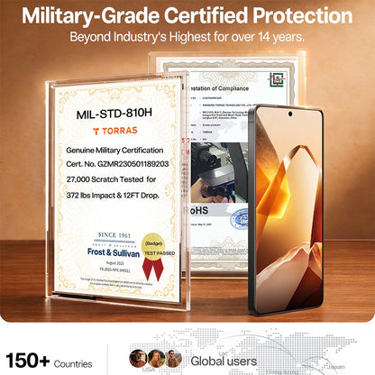 Schutzfolie Torras GlassGo Install Master für Samsung Galaxy S26 Ultra, gehärtetes Glas, vollflächig klebend, transparent.