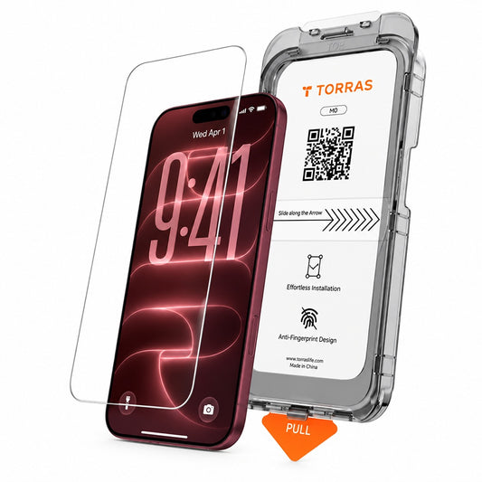 Torras HD Displayschutzfolie für Apple iPhone 18 Pro Max / 17 Pro Max, gehärtetes Glas, Full Glue