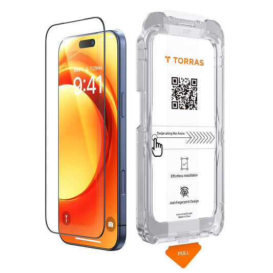 Torras HD Shield Displayschutzfolie für Apple iPhone 18 Pro / 17 Pro, gehärtetes Glas, Full Glue, Schwarz