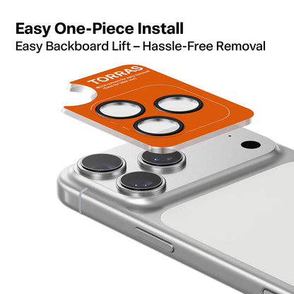 Torras Lensguard Rückkamera-Schutzfolie für Apple iPhone 17 Pro Max / 17 Pro, gehärtetes Glas, Orange
