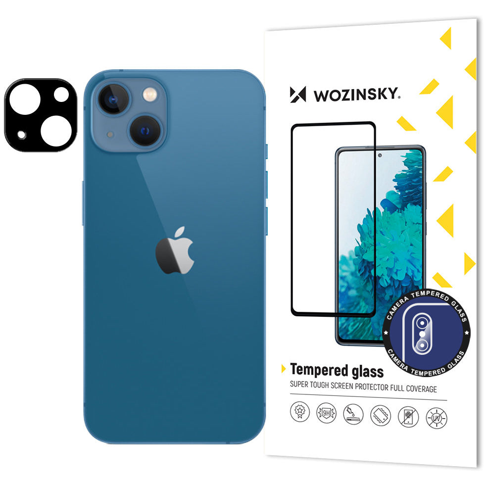 WZK Rückkamera-Schutzfolie für Apple iPhone 14 Plus / 14, sicheres Glas, Schwarz