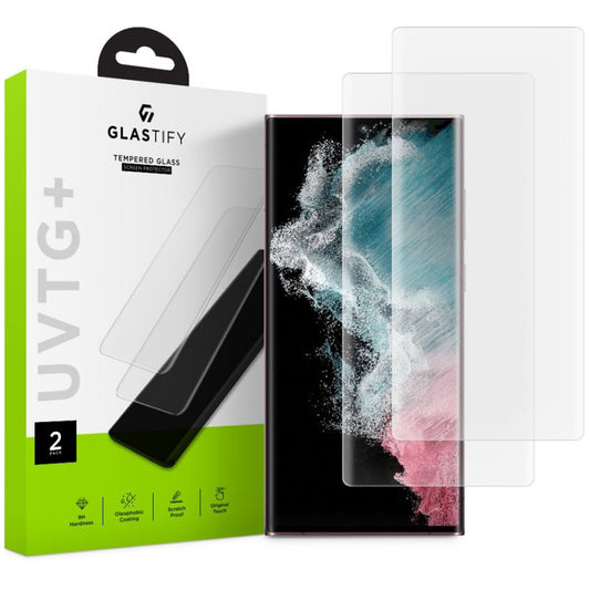 Displayschutzfolie GLASTIFY UVTG+ für Samsung Galaxy S22 Ultra 5G S908, Glas, UV-Kleber, Set 2 Stück GST008 GST008