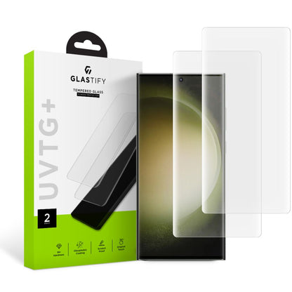 GLASTIFY UVTG+ Displayschutzfolie für Samsung Galaxy S23 Ultra S918, sicheres Glas, UV-Kleber, 2er-Set