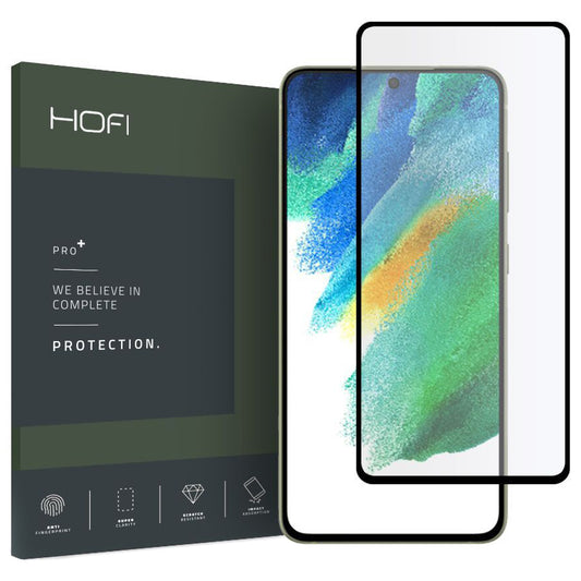 HOFI Displayschutzfolie für Samsung Galaxy S21 FE 5G G990, sicheres Glas, Vollkleber, Schwarz HOFI181