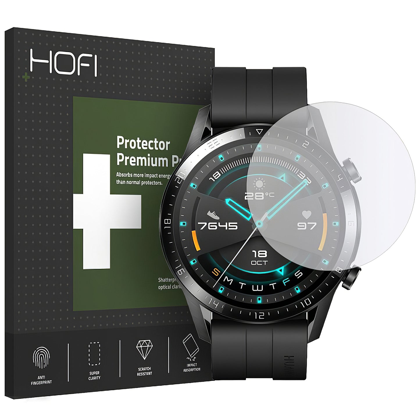 HOFI PRO+ Schutzfolie für Huawei Watch GT 2 46 mm, Sicherheitsglas