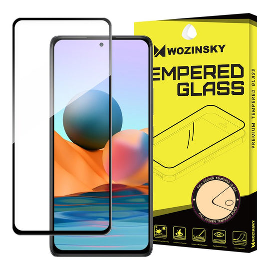 WZK Displayschutzfolie für Xiaomi 12T / 12T Pro / Redmi Note 10 Pro Max, gehärtetes Glas, Vollkleber, Schwarz