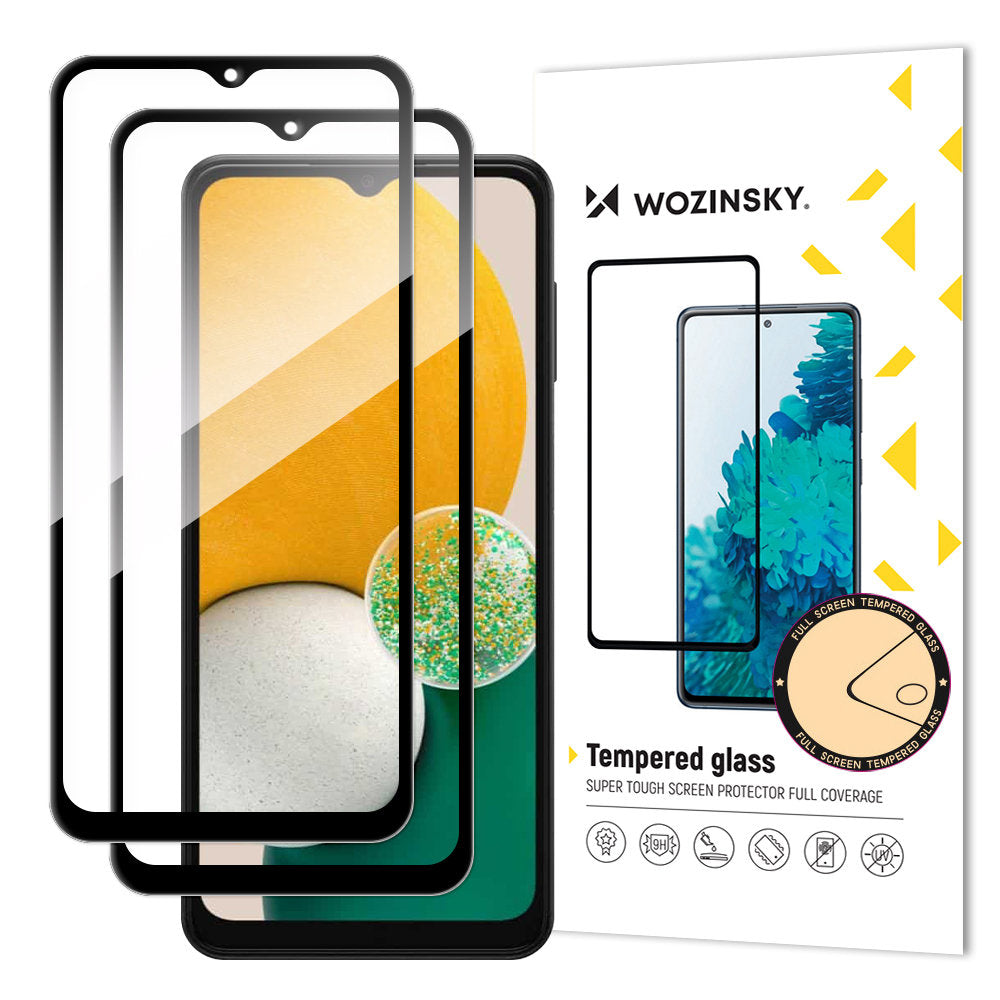 WZK Displayschutzfolie für Samsung Galaxy A13 5G A136, sicheres Glas, Vollkleber, 2er-Set, Schwarz