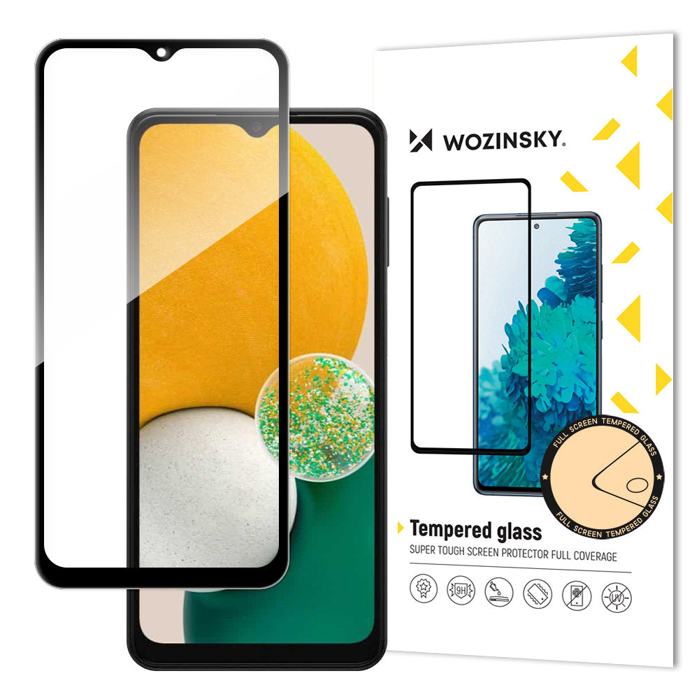 WZK Displayschutzfolie für Samsung Galaxy A13 A137 / A13 A135 / A13 5G A136, sicheres Glas, Vollkleber, Schwarz