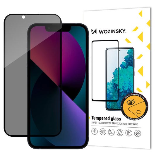 Privacy-Schutzfolie WZK AntiSpy für Apple iPhone 17e / 16e / 14 / 13 Pro, gehärtetes Glas, Vollkleber
