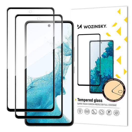 WZK Displayschutzfolie für Samsung Galaxy A53 5G A536, sicheres Glas, Vollkleber, 2er-Set, Schwarz