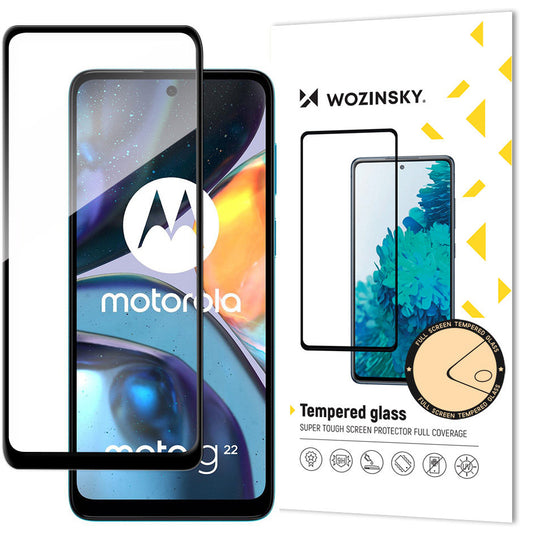 WZK Displayschutzfolie für Motorola Moto G22, sicheres Glas, Vollkleber, Schwarz