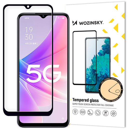 WZK Displayschutzfolie für Oppo A57 4G / A77 4G / A57s / A57e, sicheres Glas, Vollkleber, hüllenfreundlich, Schwarz