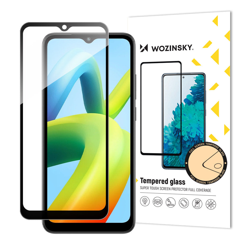 WZK Displayschutzfolie für Xiaomi Redmi A2+ / A2 / A1+ / A1, sicheres Glas, Vollkleber, Schwarz