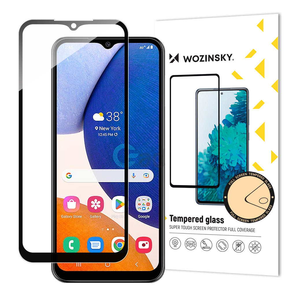 WZK Displayschutzfolie für Samsung Galaxy A14 A145 / A14 5G A146, sicheres Glas, Vollkleber, Schwarz