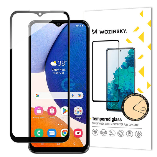 WZK Displayschutzfolie für Samsung Galaxy A14 A145 / A14 5G A146, sicheres Glas, Vollkleber, Schwarz