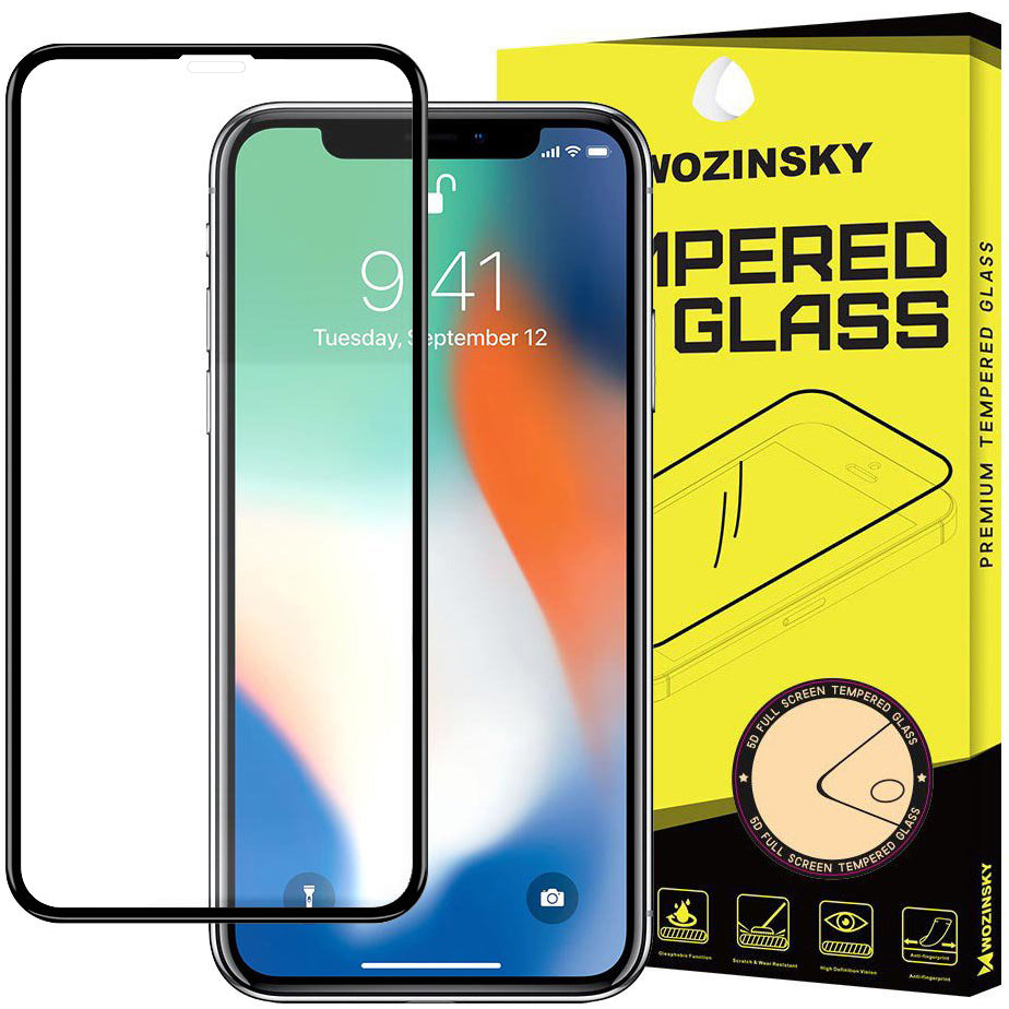 WZK Displayschutzfolie für Apple iPhone 11 / XR, gehärtetes Glas, Full Glue, Schwarz