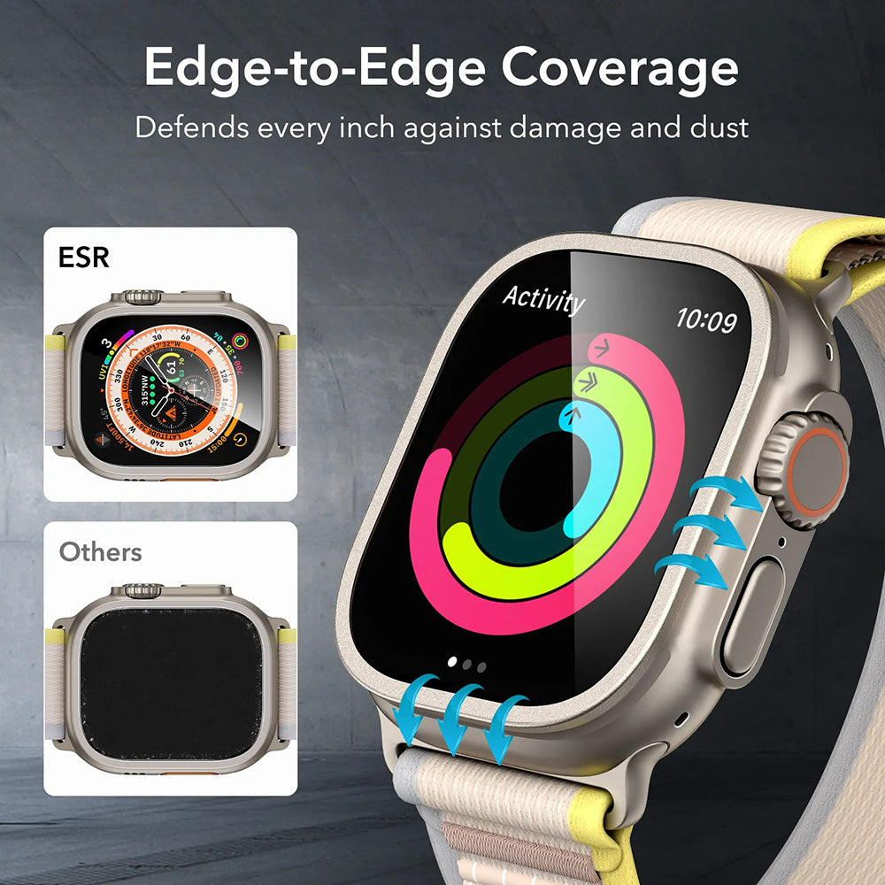 ESR Armorite Schutzfolie für Apple Watch Ultra Series, Set mit 2 Stück, gehärtetes Glas, Bronze