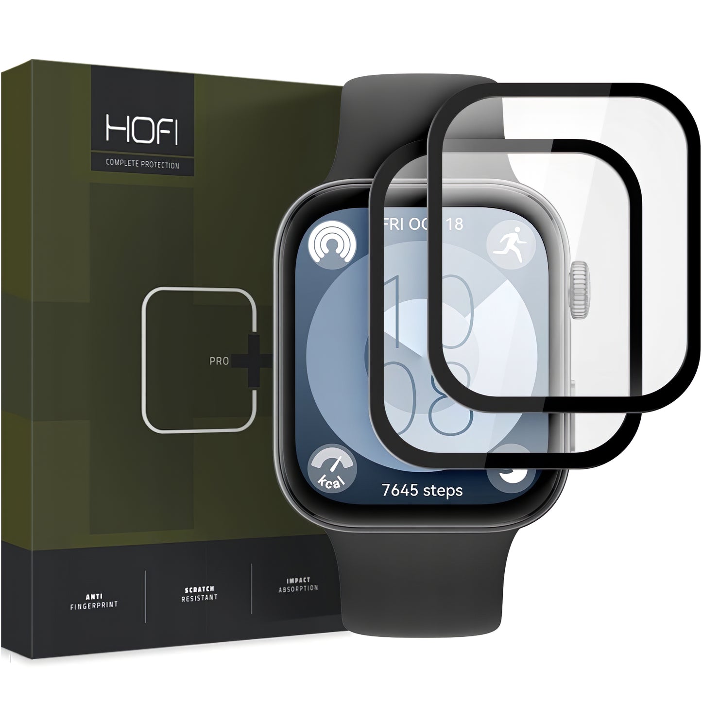 HOFI Hybrid PRO+ Schutzfolie für Huawei Watch Fit 3, 2er-Set, Kunststoff, Schwarz