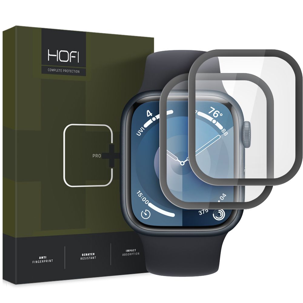 HOFI Hybrid PRO+ Schutzfolie für Apple Watch 45mm-Serie, 2er-Set, Kunststoff, Schwarz