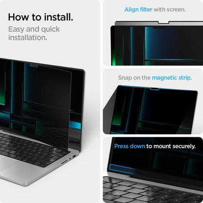 Bildschirmschutzfolie Privacy Spigen Safe View Magnetic für Apple MacBook Pro 14inch (2022) / (2024) / (2023) / (2021), Kunststoff AFL06158