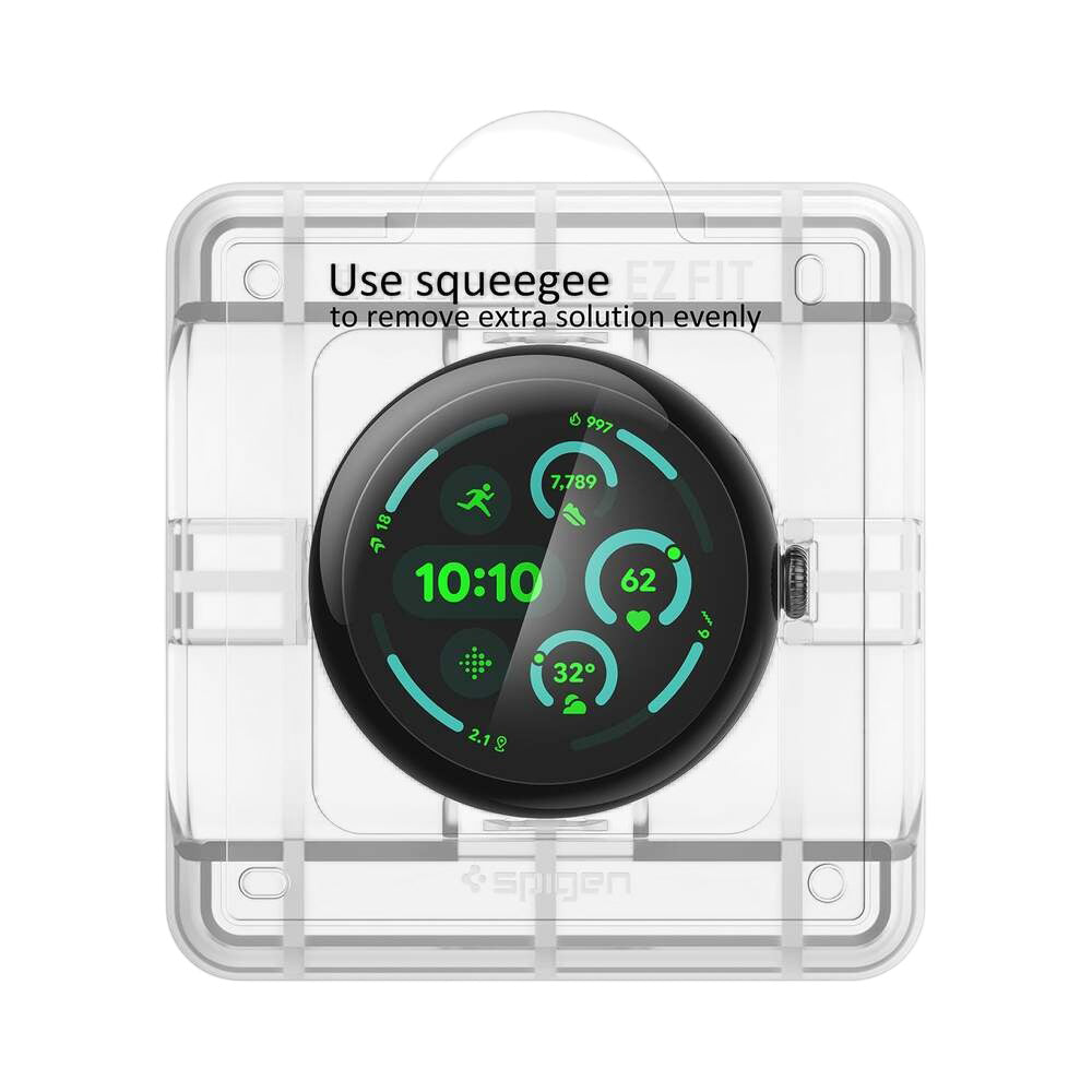 Spigen Elite Shield EZ FIT Screen Protector for Google Pixel Watch 45mm Series, Set of 2, Tempered Glass, Transparent AFL08525