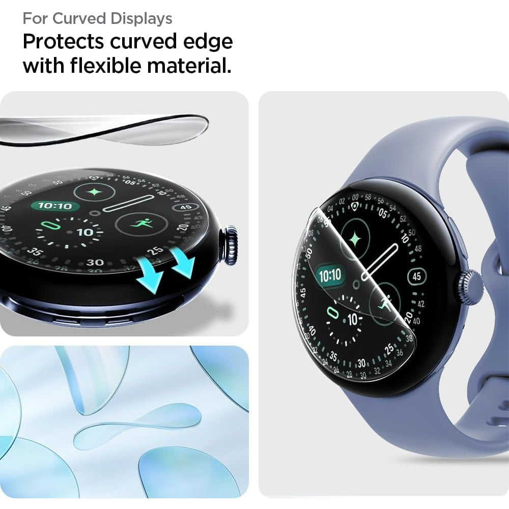 Spigen Elite Shield EZ FIT Screen Protector for Google Pixel Watch 45mm Series, Set of 2, Tempered Glass, Transparent AFL08525