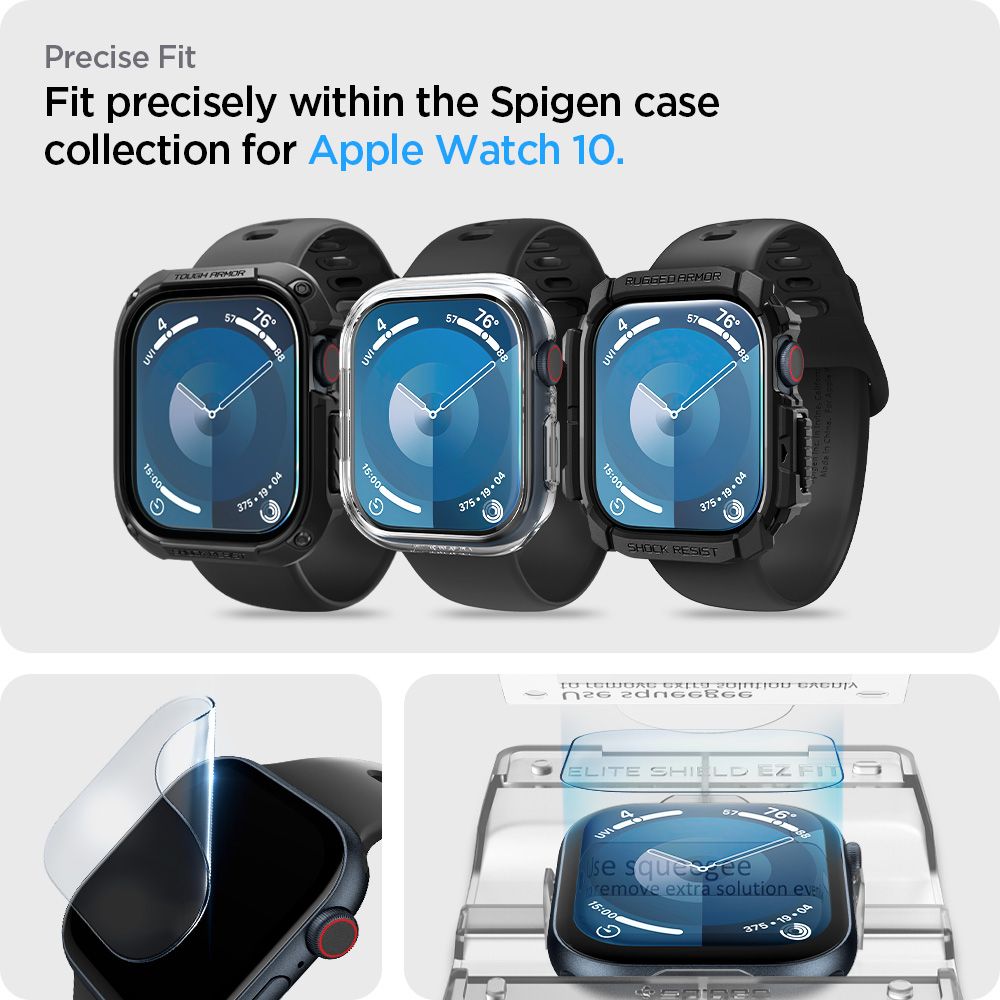 Schutzfolie Spigen Elite Shield EZ FIT für Apple Watch 46mm-Serie, 2er-Set, Kunststoff AFL08579