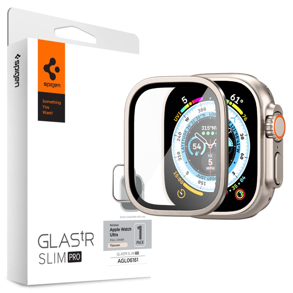 Spigen GLAStR Slim Pro Schutzfolie für Apple Watch Ultra Series, gehärtetes Glas, Grau AGL06161